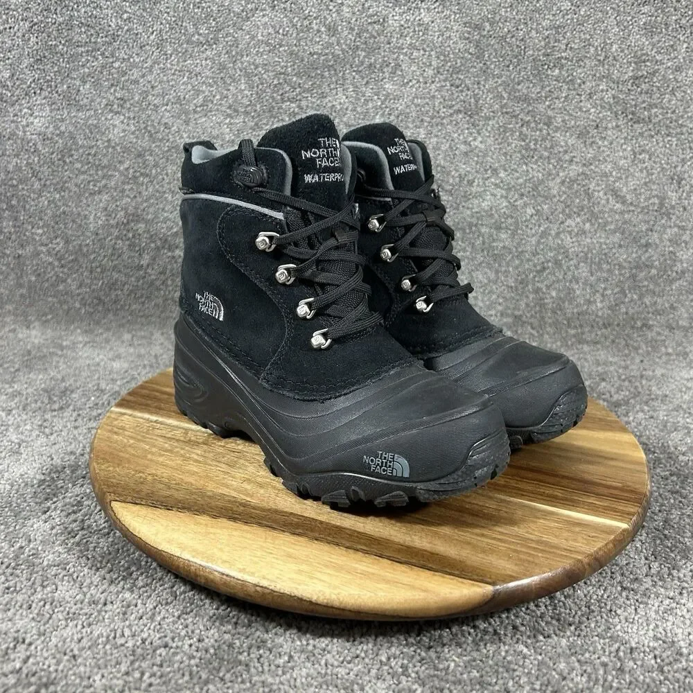 The North Face Chilkat Lace II Youth Size 3 Black Waterproof Winter Boots Used